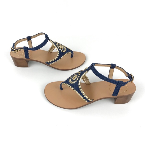 Jack Rogers Shoes - NEW {Jack Rogers} Elise Denim/Gold Heeled Sandal